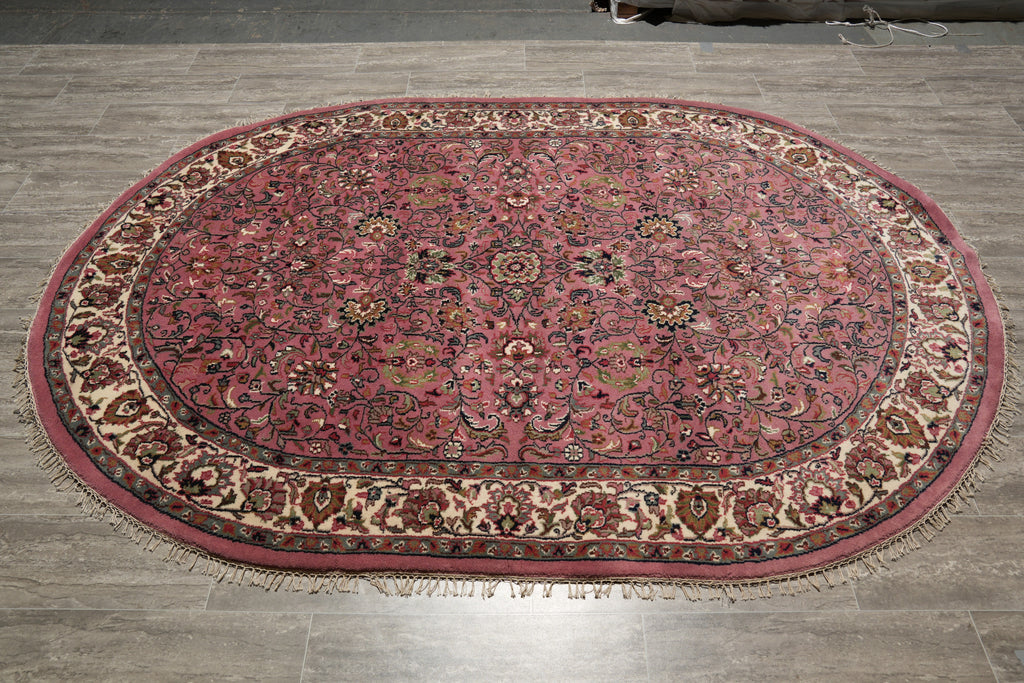 5.7 x7.10 Oval Handmade Wool Soft Durable Pile Rug Pink