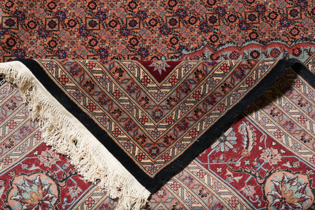 18 x 18.3 High Quality Wool and Silk Mahi Tabriz Rug Black #PIX-5801