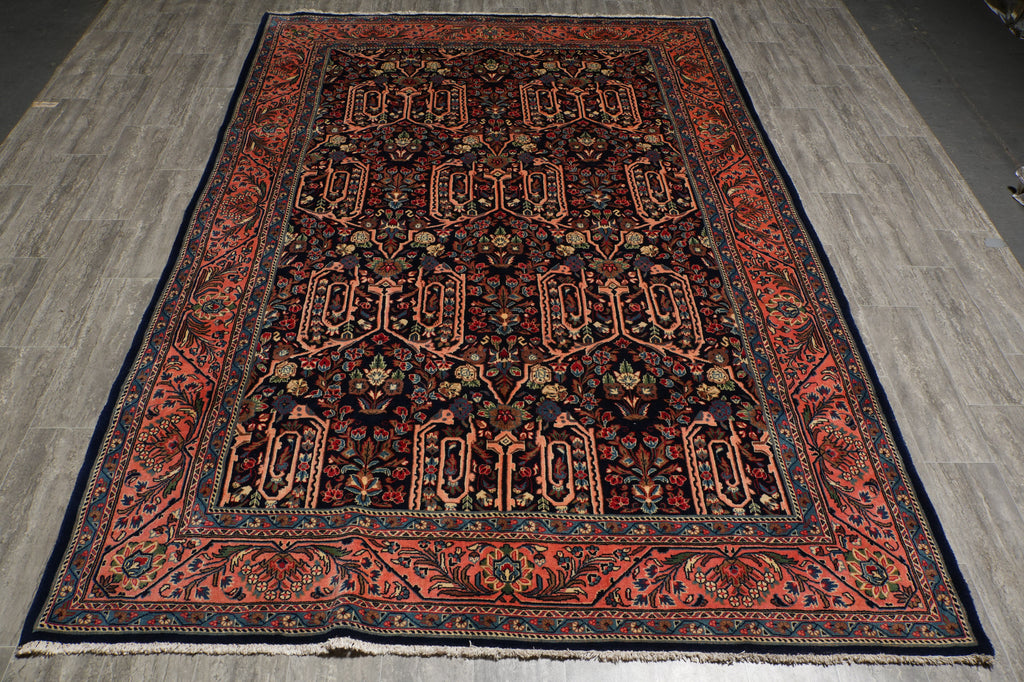 7' x 10' Navy Blue Fine Persian Bijar Rug 72422