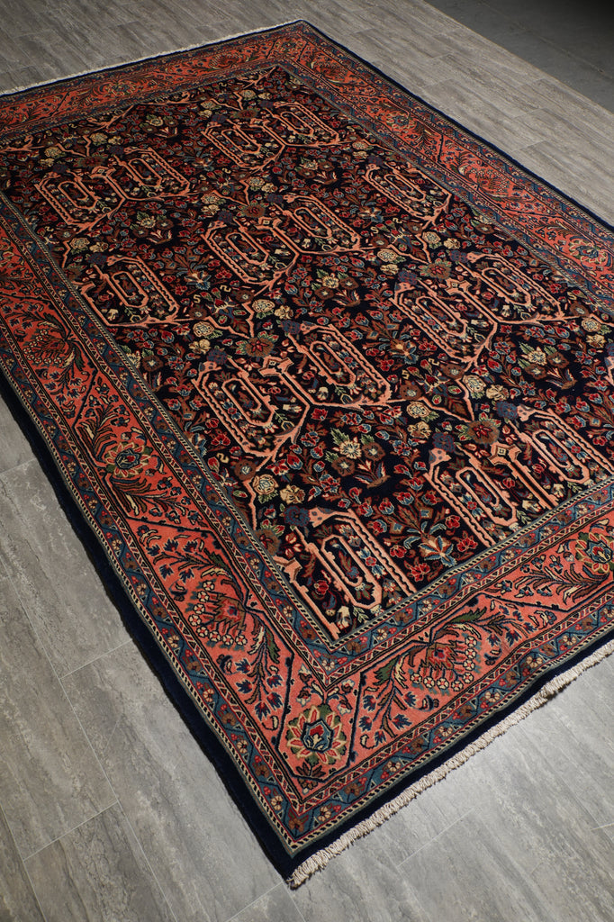 7' x 10' Navy Blue Fine Persian Bijar Rug 72422