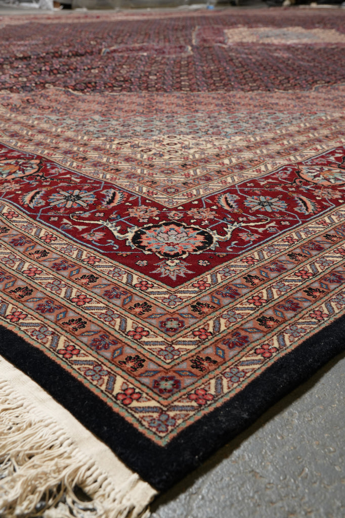 18 x 18.3 High Quality Wool and Silk Mahi Tabriz Rug Black #PIX-5801