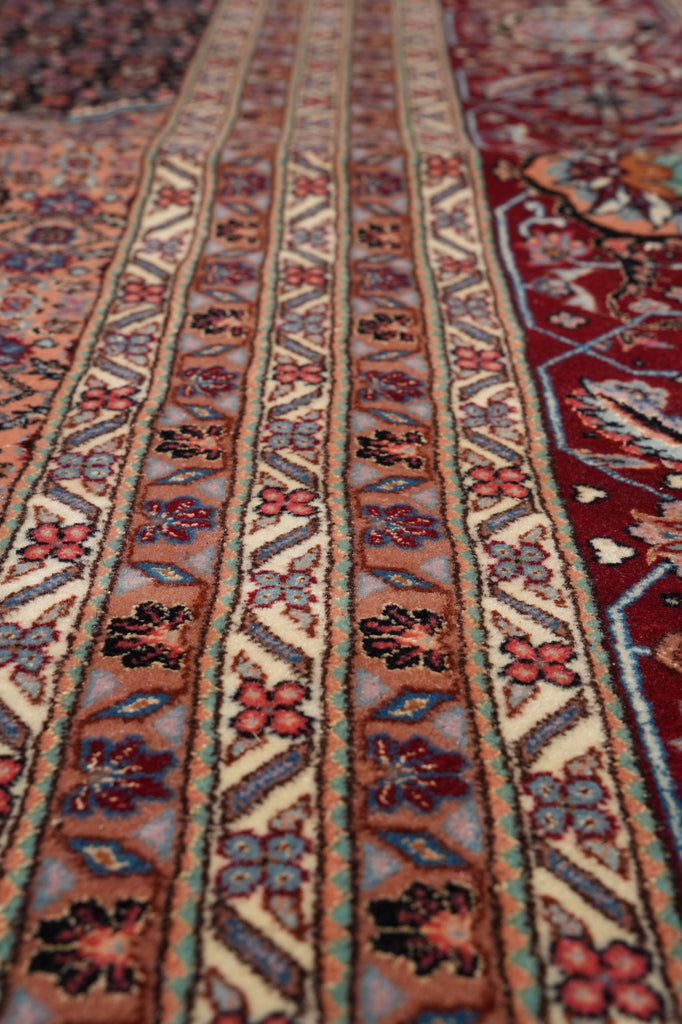 18 x 18.3 High Quality Wool and Silk Mahi Tabriz Rug Black #PIX-5801