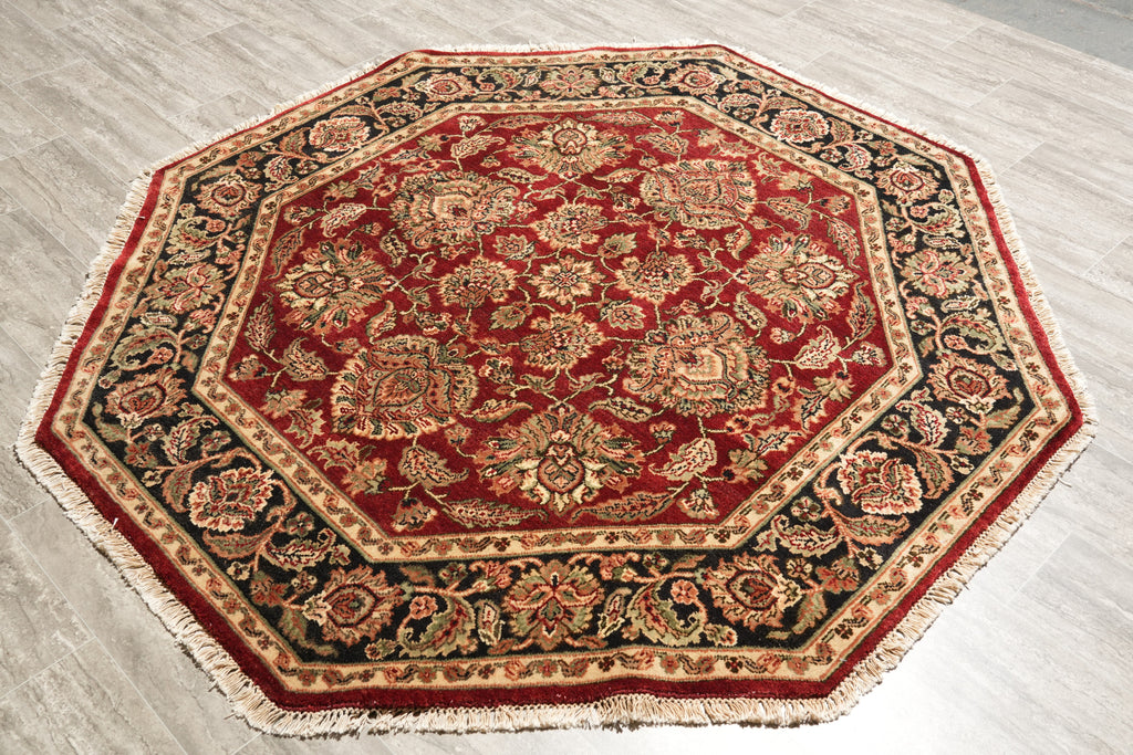 6 x 6 Octagonal Handmade Wool Jaipur Rug #F-4204