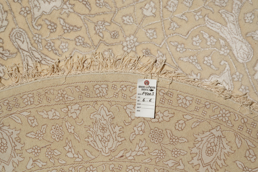 6 x 6 Round handmade Wool and Silk Two Tone Muted Contemporary Transitional Rug  #F-4205