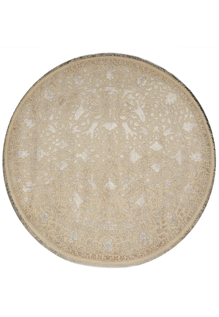 6 x 6 Round handmade Wool and Silk Two Tone Muted Contemporary Transitional Rug 
