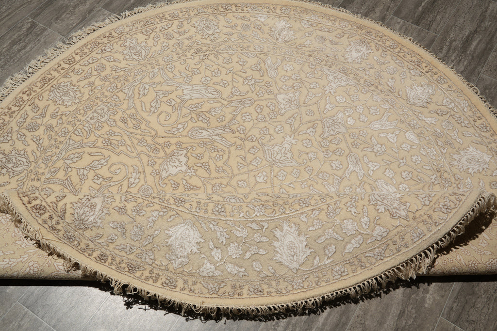 6 x 6 Round handmade Wool and Silk Two Tone Muted Contemporary Transitional Rug  #F-4205
