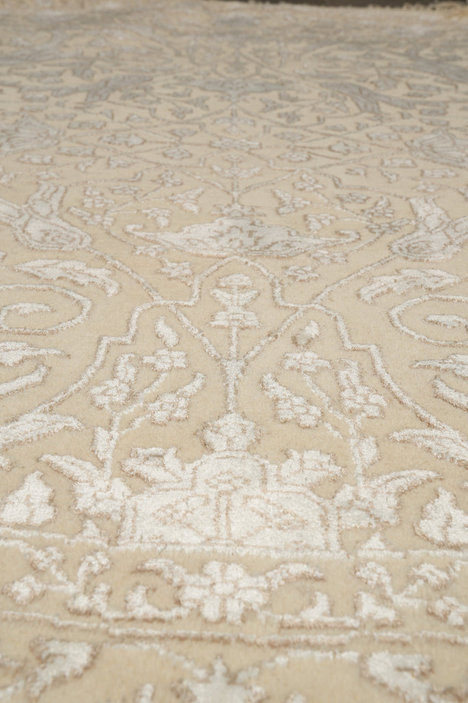6 x 6 Round handmade Wool and Silk Two Tone Muted Contemporary Transitional Rug  #F-4205