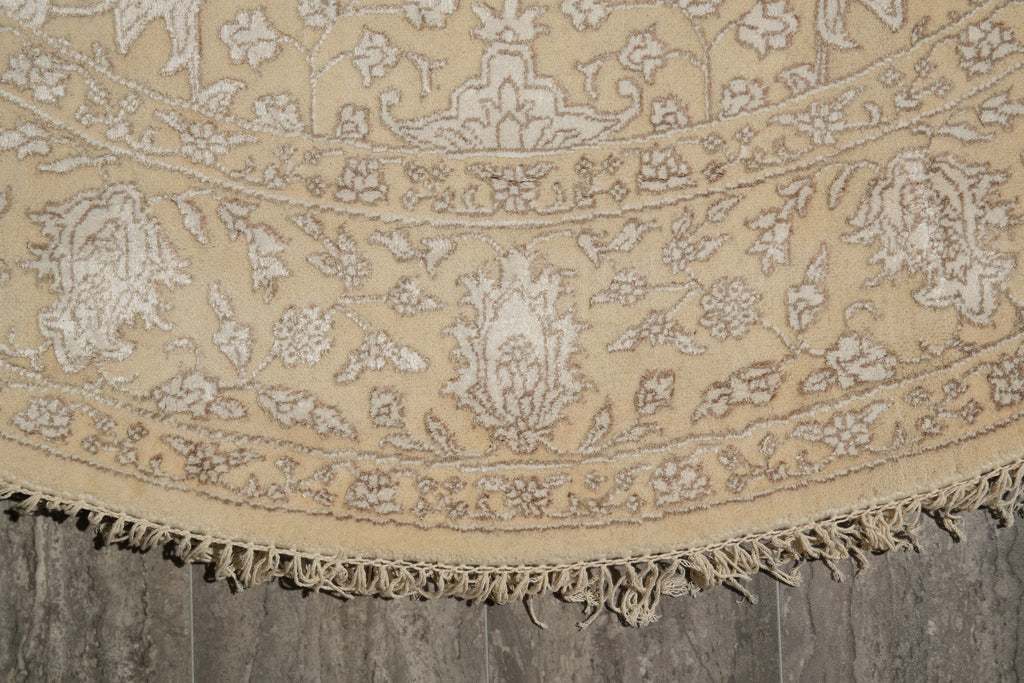 6 x 6 Round handmade Wool and Silk Two Tone Muted Contemporary Transitional Rug  #F-4205