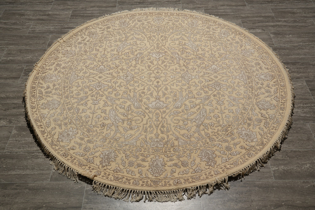 6 x 6 Round handmade Wool and Silk Two Tone Muted Contemporary Transitional Rug 