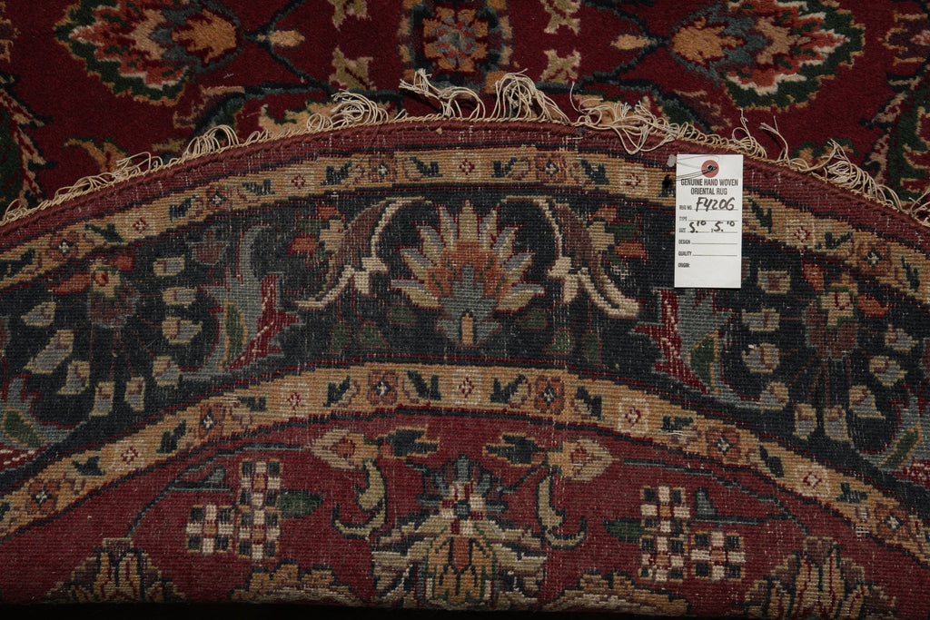 6 x 6 Round Handmade Jaipur Rug Burgundy Black #F-4206
