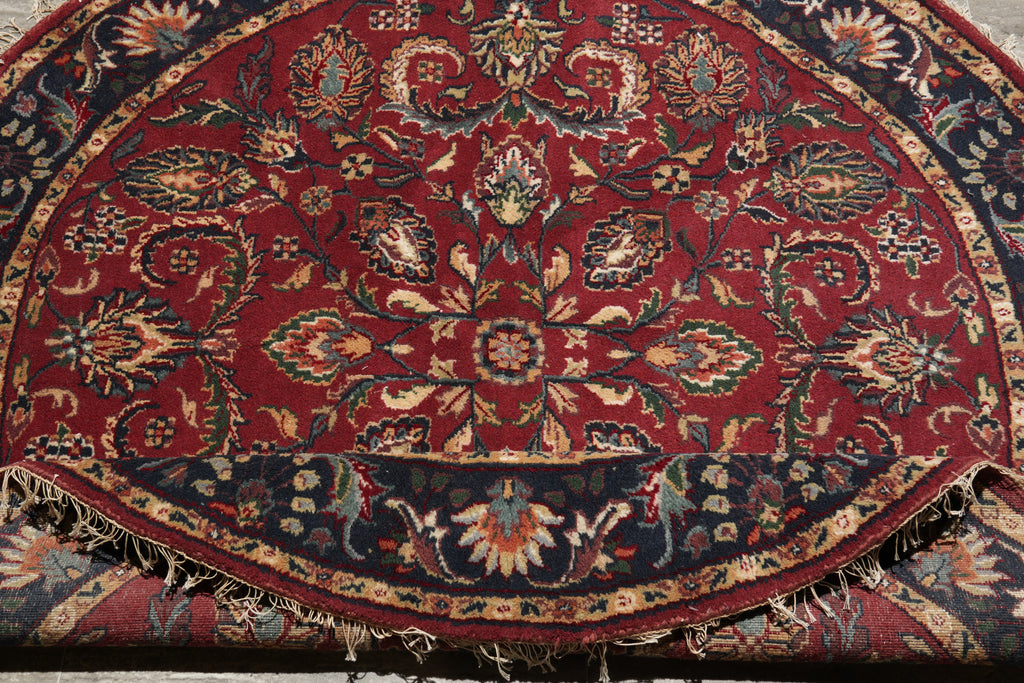 6 x 6 Round Handmade Jaipur Rug Burgundy Black #F-4206