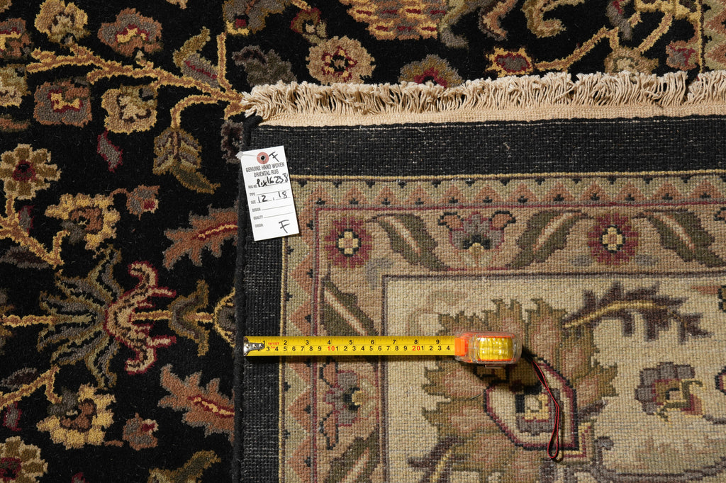 12 x 18 Black Hand-Knotted Wool Jaipur Rug #PIX-16238