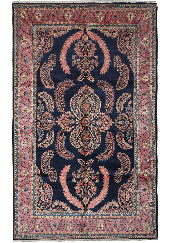 7 x 11 Royal Blue Fine Persian Lilihan Sarouk Rug 72309
