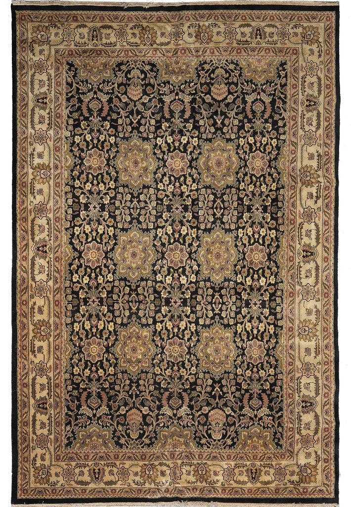 12 x 18 Black Hand-Knotted Wool Jaipur Rug