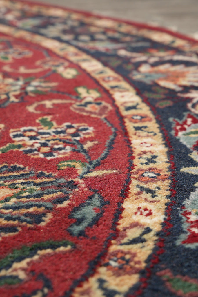 6 x 6 Round Handmade Jaipur Rug Burgundy Black #F-4206