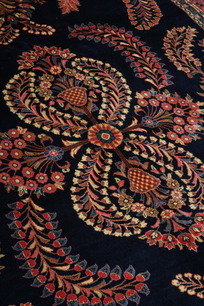 7 x 11 Royal Blue Fine Persian Lilihan Sarouk Rug 72309
