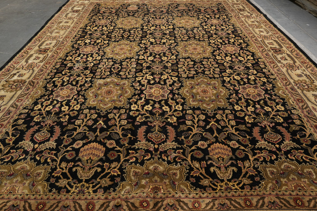 12 x 18 Black Hand-Knotted Wool Jaipur Rug #PIX-16238
