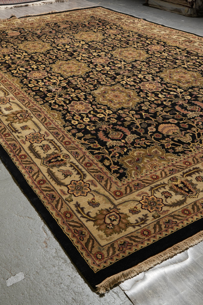 12 x 18 Black Hand-Knotted Wool Jaipur Rug #PIX-16238