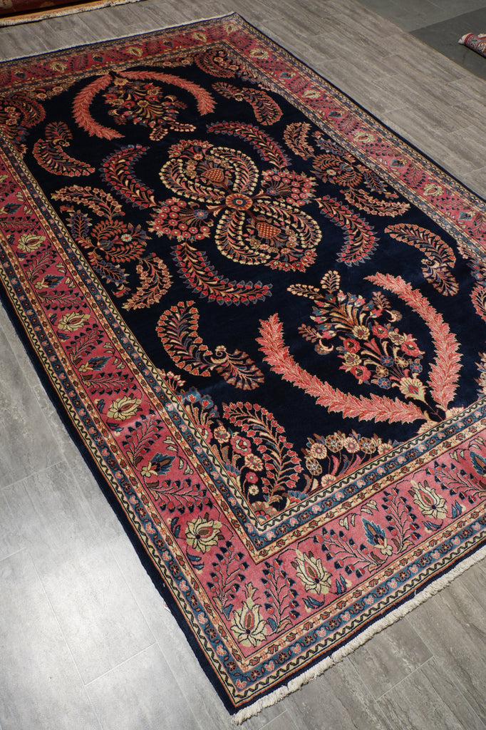 7 x 11 Royal Blue Fine Persian Lilihan Sarouk Rug 72309