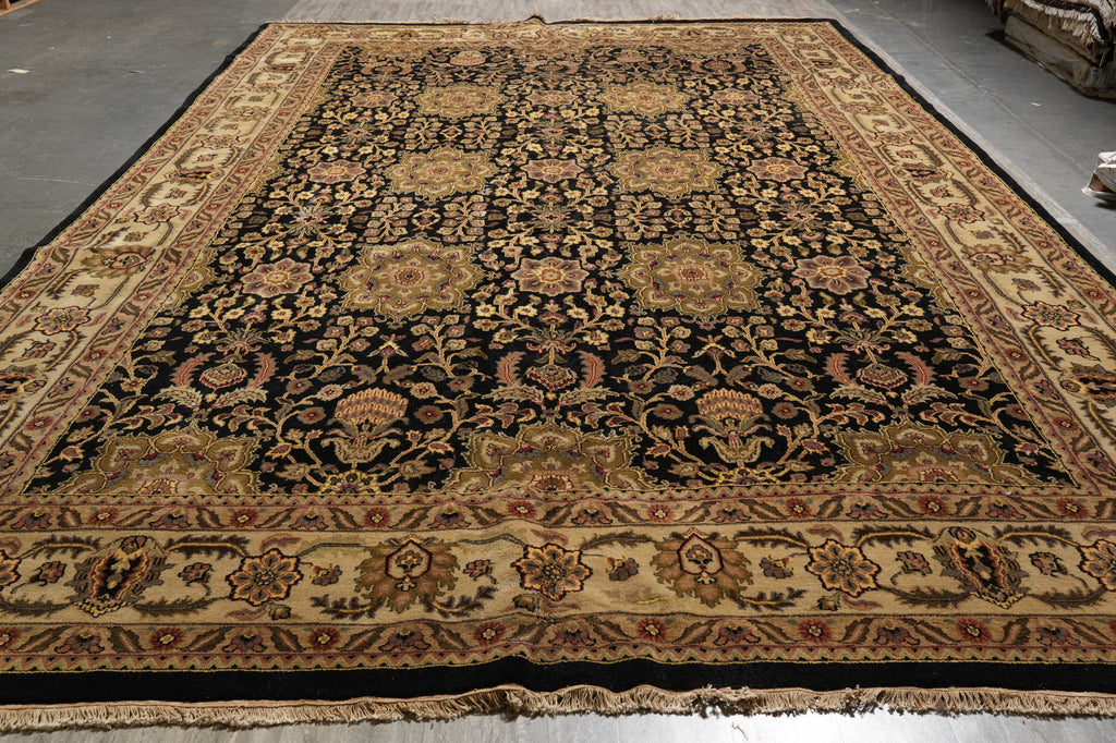 12 x 18 Black Hand-Knotted Wool Jaipur Rug #PIX-16238