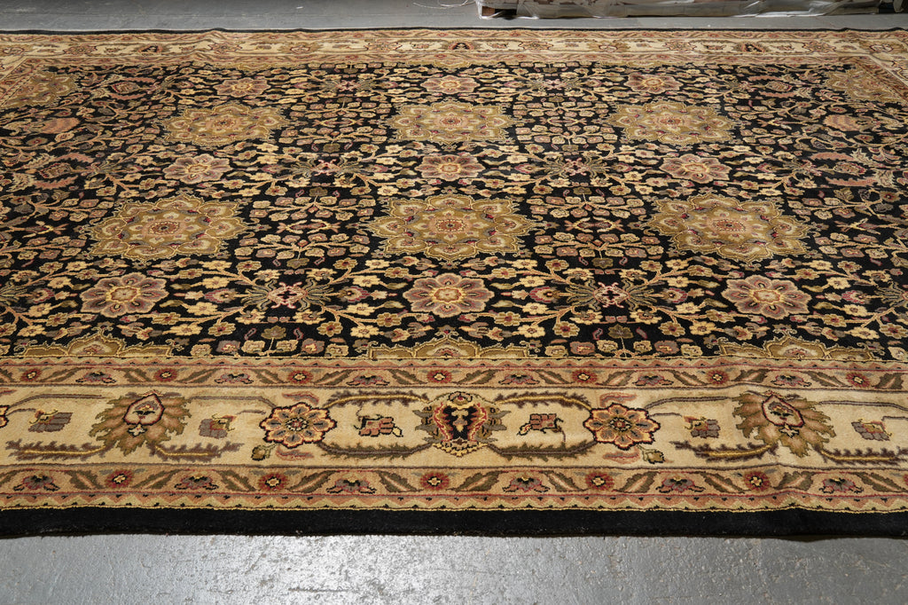 12 x 18 Black Hand-Knotted Wool Jaipur Rug