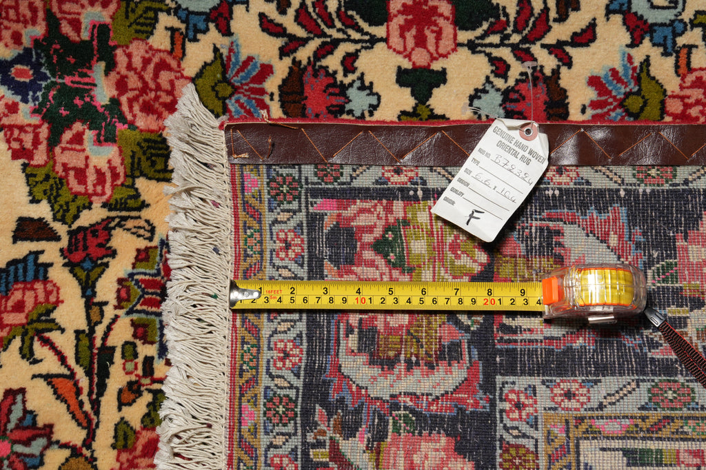 6.6 x 10.4 Ivory Fine Persian Floral Bijar Rug 72324