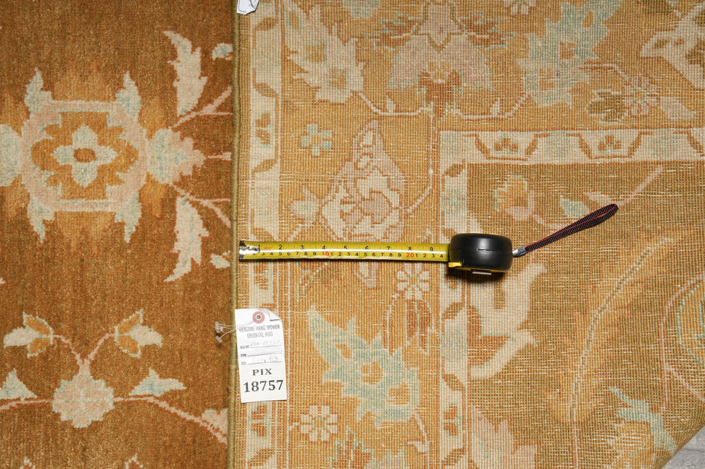 6 x 8.9 Hand-Knotted Agra Rug Honey Brown #PIX-18757