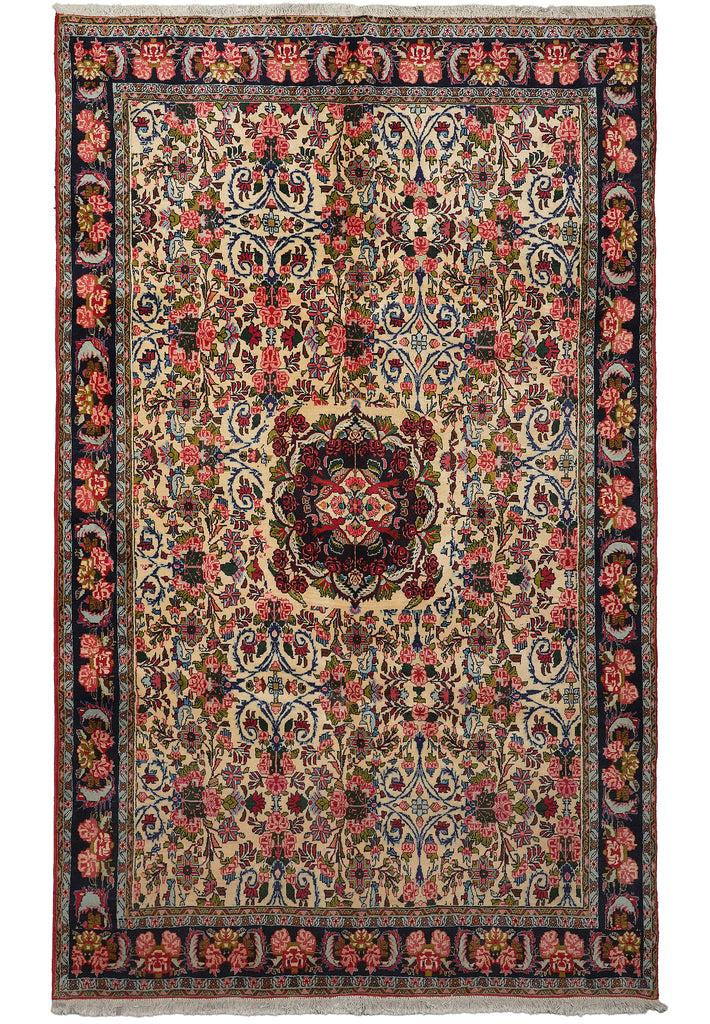 6.6 x 10.4 Ivory Fine Persian Floral Bijar Rug 72324