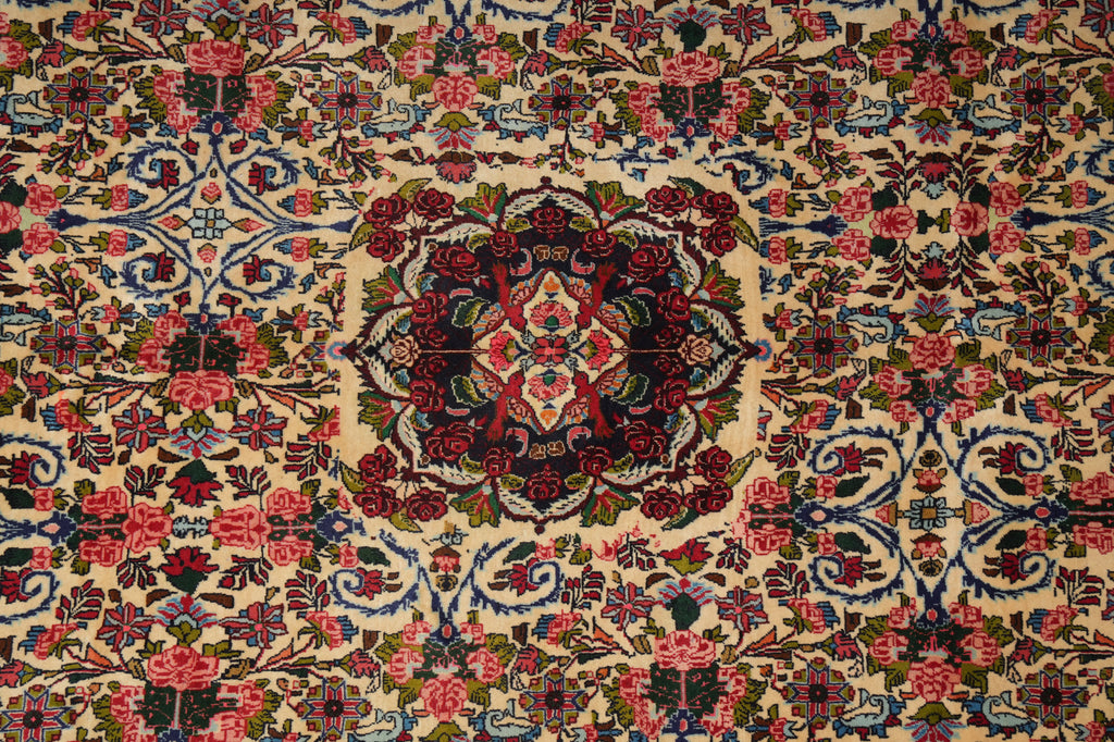 6.6 x 10.4 Ivory Fine Persian Floral Bijar Rug 72324