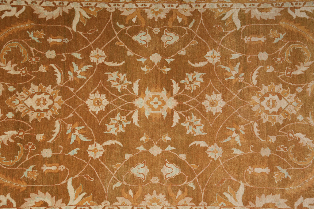 6 x 8.9 Hand-Knotted Agra Rug Honey Brown #PIX-18757