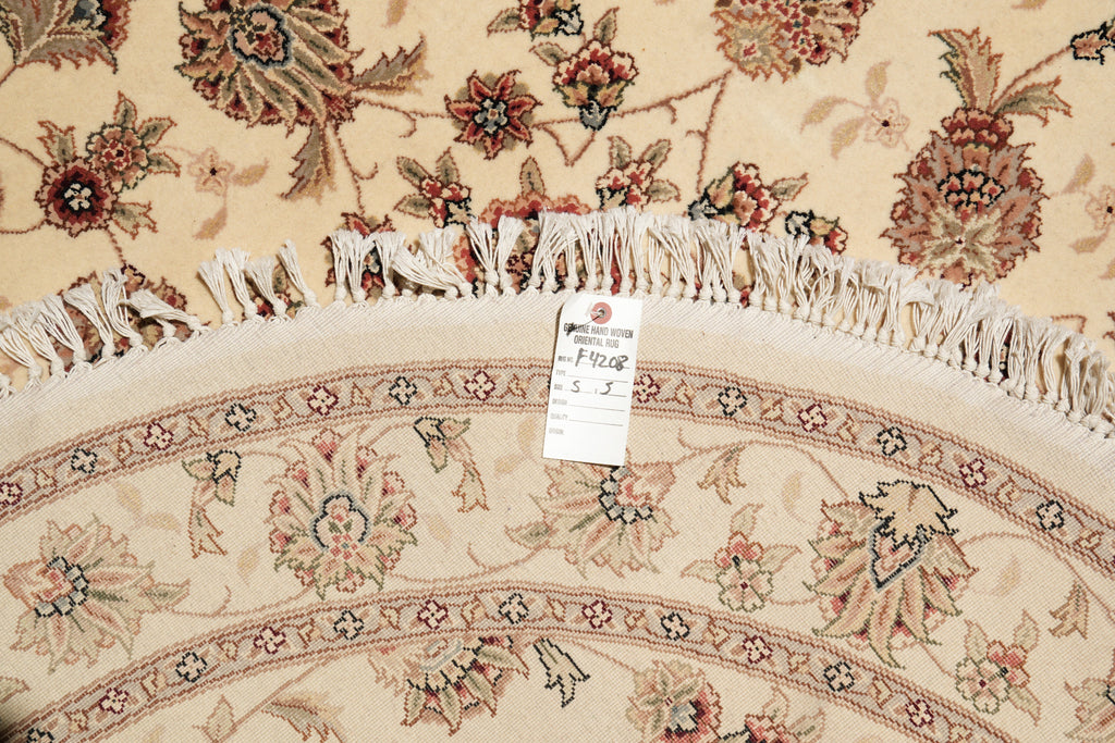 5 x 5 Round Handmade Wool Agra Round Contemporary Design Rug #F-4208