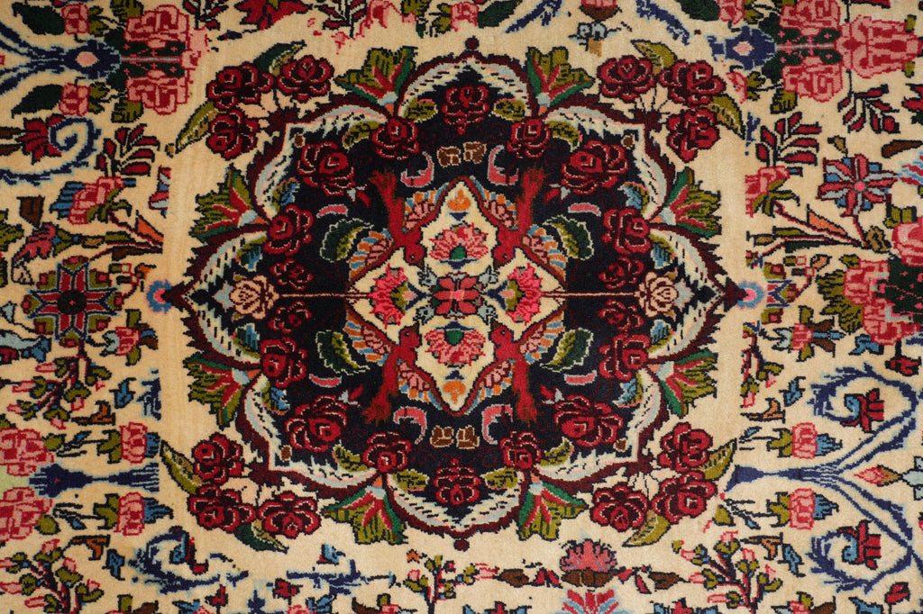 6.6 x 10.4 Ivory Fine Persian Floral Bijar Rug 72324