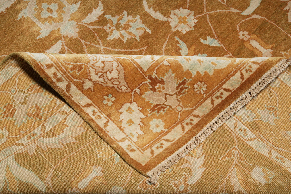 6 x 8.9 Hand-Knotted Agra Rug Honey Brown #PIX-18757