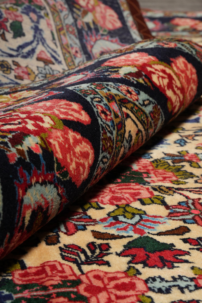 6.6 x 10.4 Ivory Fine Persian Floral Bijar Rug 72324