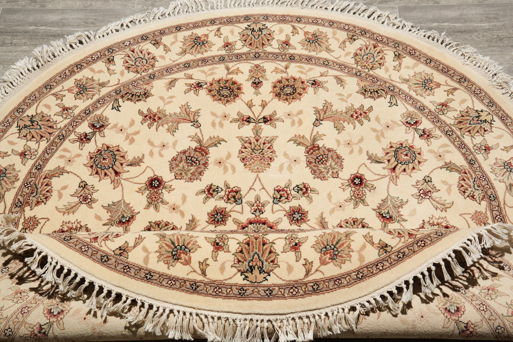 5 x 5 Round Handmade Wool Agra Round Contemporary Design Rug #F-4208