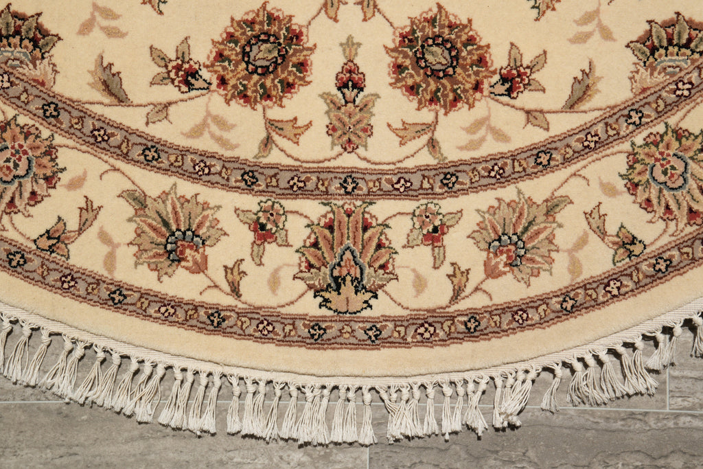 5 x 5 Round Handmade Wool Agra Round Contemporary Design Rug #F-4208