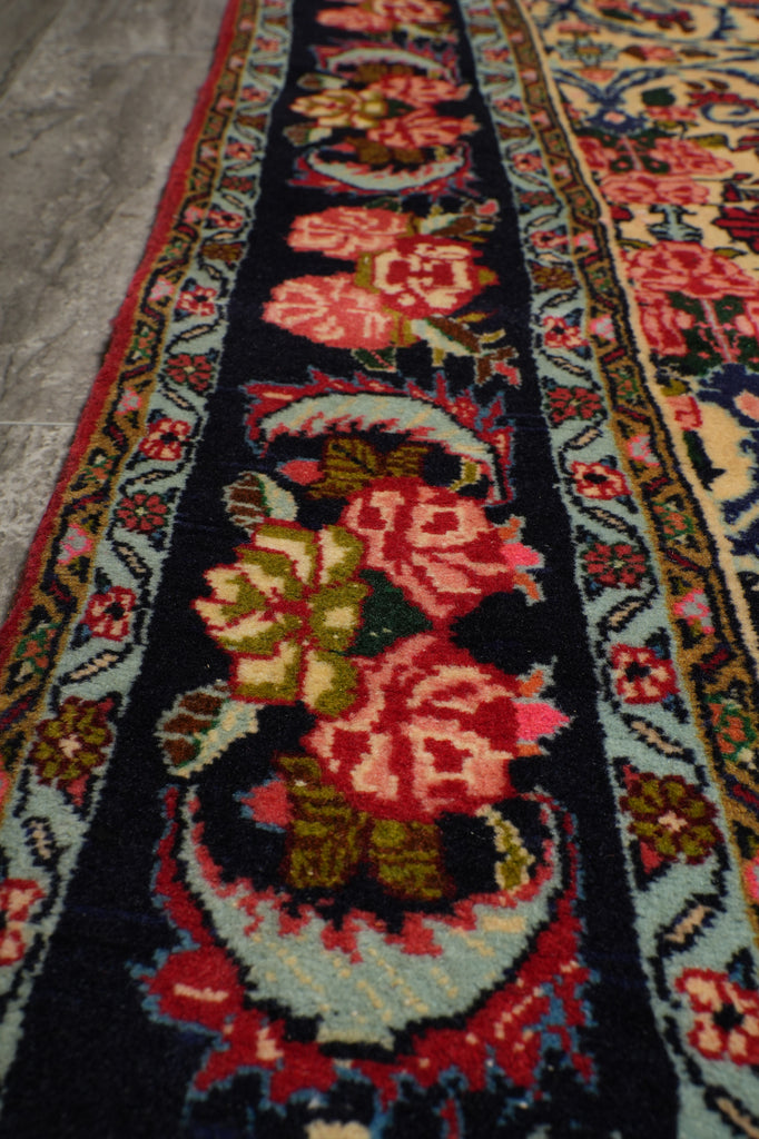 6.6 x 10.4 Ivory Fine Persian Floral Bijar Rug 72324