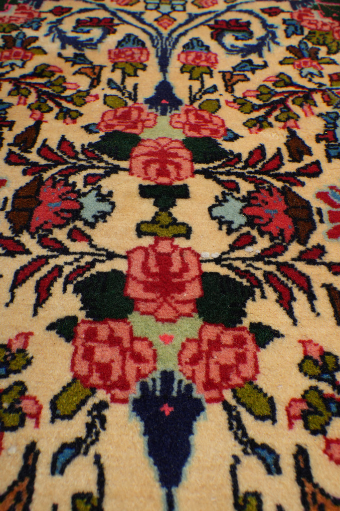 6.6 x 10.4 Ivory Fine Persian Floral Bijar Rug 72324