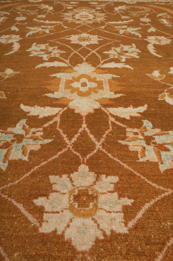 6 x 8.9 Hand-Knotted Agra Rug Honey Brown #PIX-18757