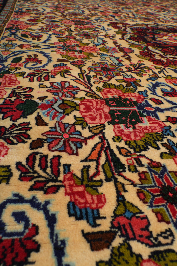 6.6 x 10.4 Ivory Fine Persian Floral Bijar Rug 72324
