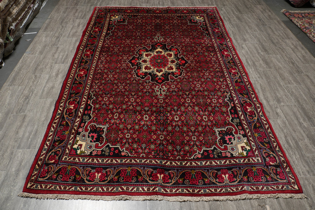 6.8 x 10.9 Salmon Red Fine Persian Bijar Rug 72412