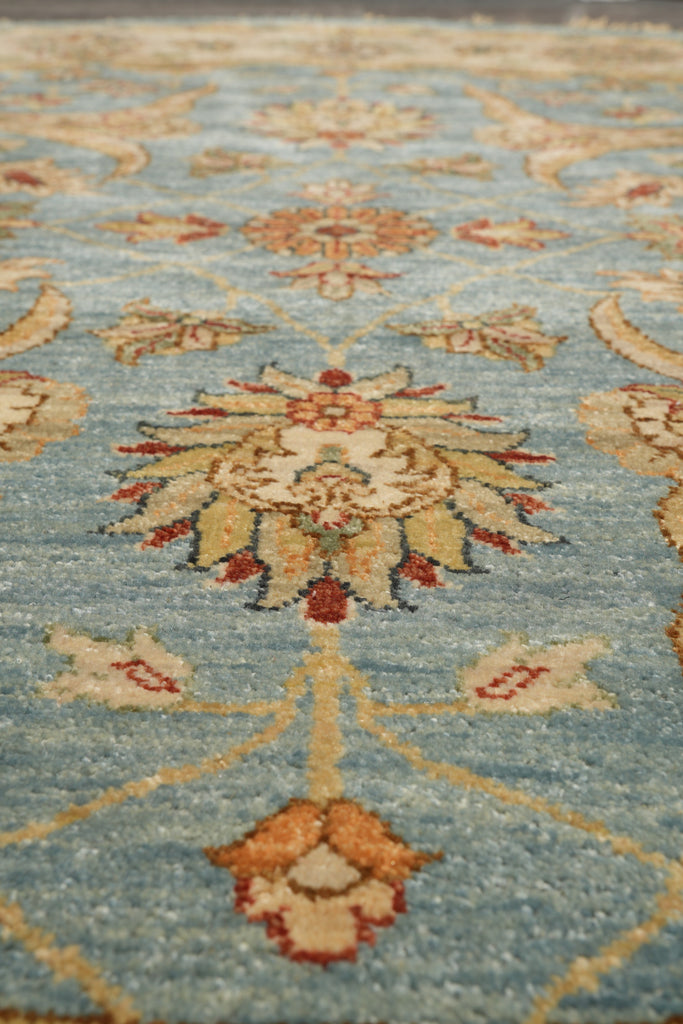 6 x 6 Round Light Blue Handmade Natural Wool Agra Quality Handmade Rug #F-4212