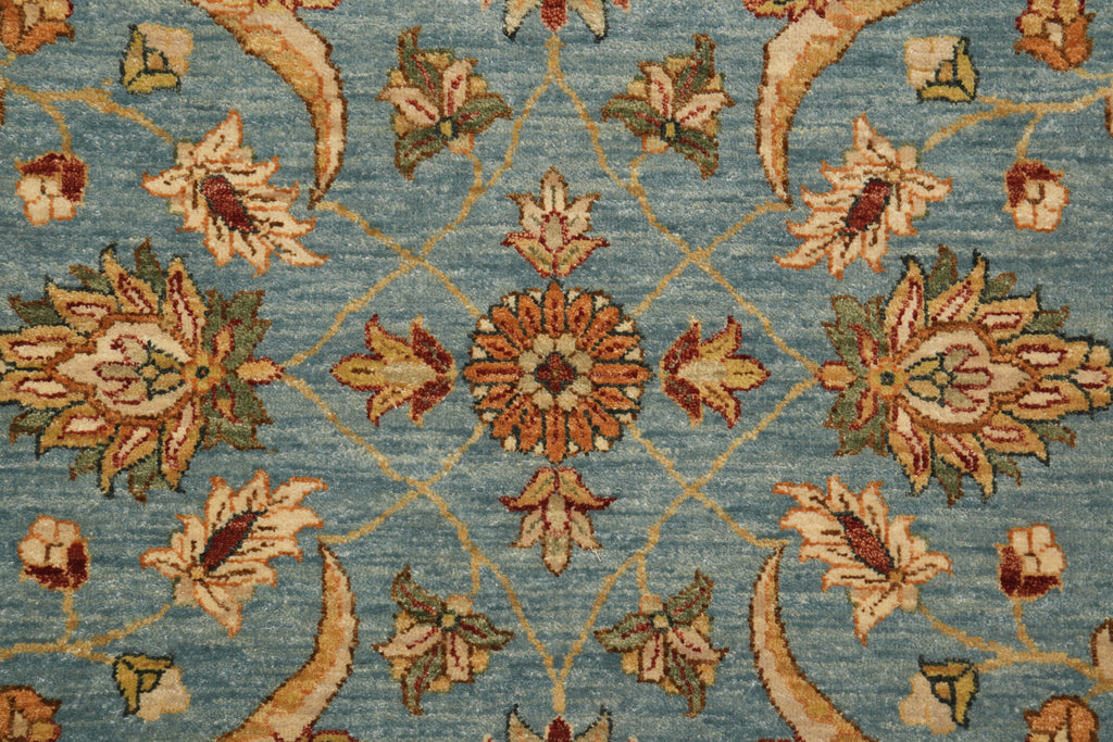 6 x 6 Round Light Blue Handmade Natural Wool Agra Quality Handmade Rug #F-4212