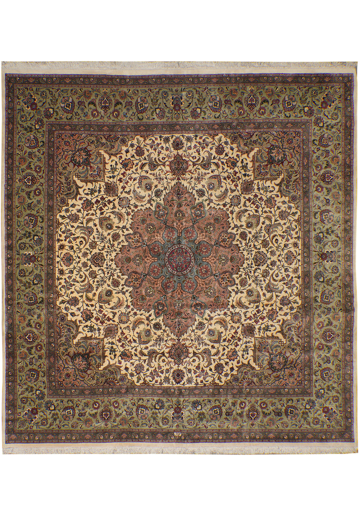 12 x 12.7 Square Rare One of A Kind Authentic Fine Signed Persian Tabriz Rug Iran 400 KPSI