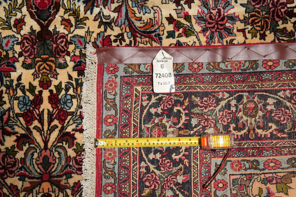 7 x 10.7 Ivory Fine Persian Floral Bijar Rug 72408