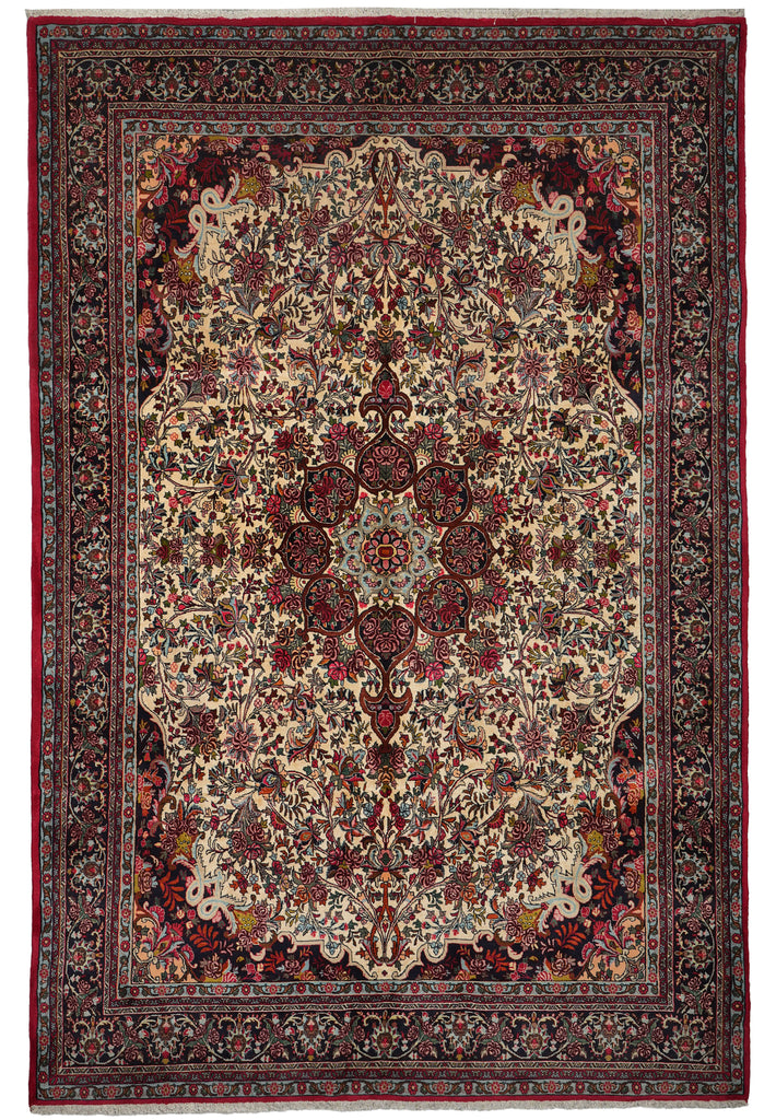 7 x 10.7 Ivory Fine Persian Floral Bijar Rug 72408