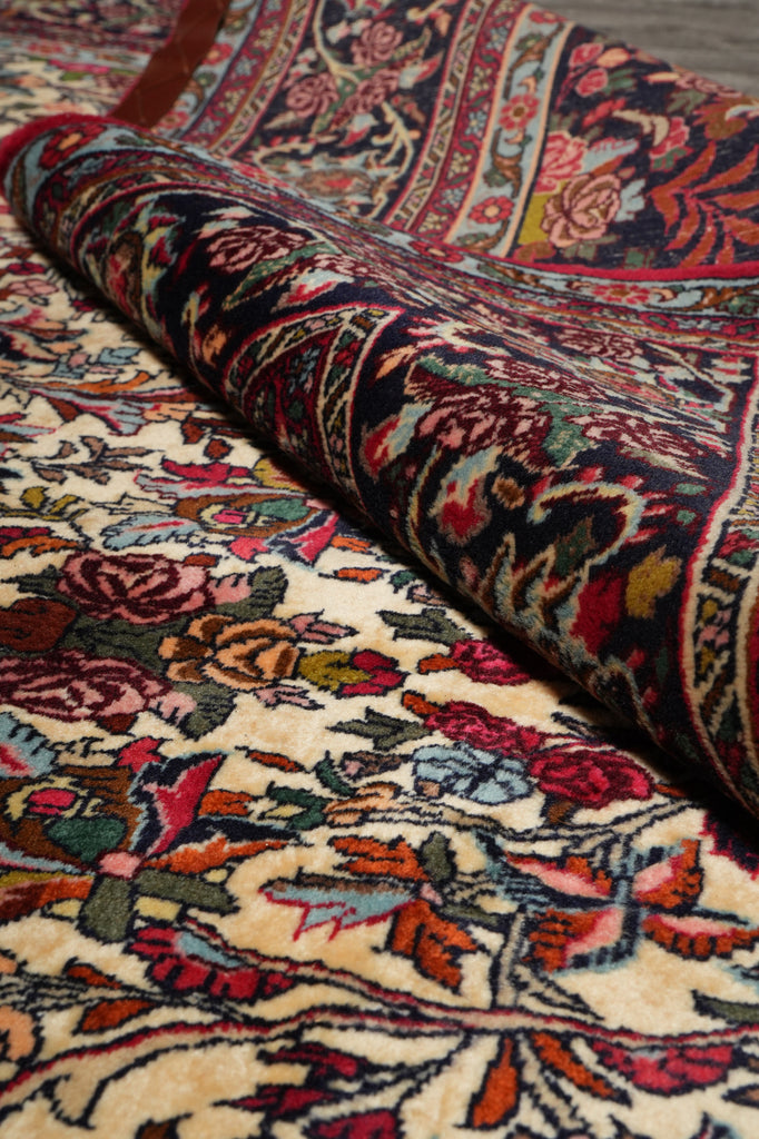 7 x 10.7 Ivory Fine Persian Floral Bijar Rug 72408