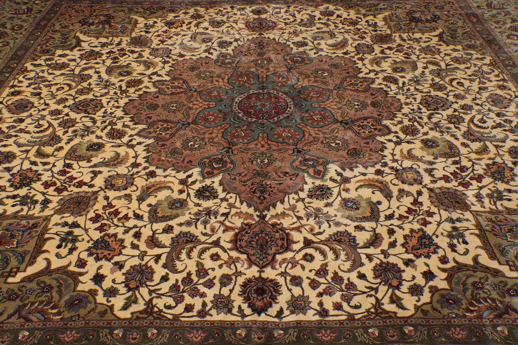 12 x 12.7 Square Rare One of A Kind Authentic Fine Signed Persian Tabriz Rug Iran 400 KPSI  #B-79567