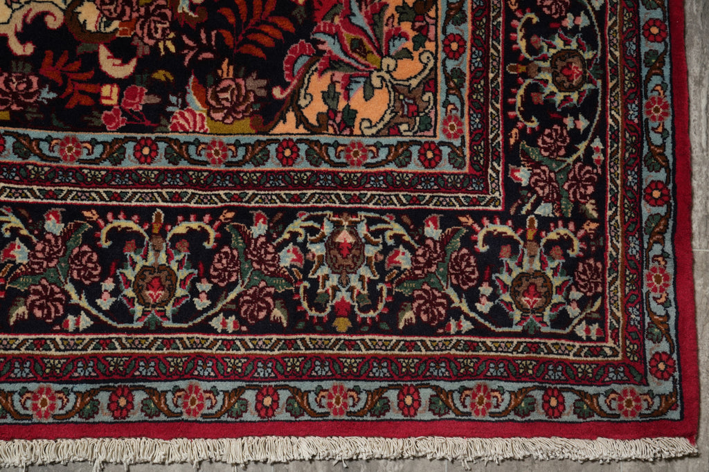 7 x 10.7 Ivory Fine Persian Floral Bijar Rug 72408