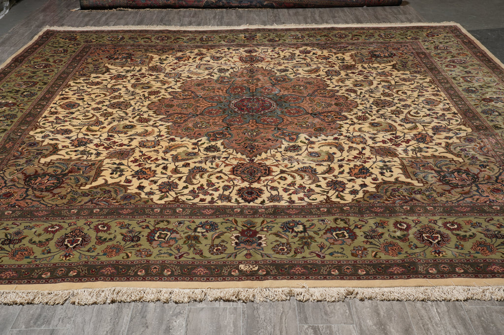 12 x 12.7 Square Rare One of A Kind Authentic Fine Signed Persian Tabriz Rug Iran 400 KPSI  #B-79567